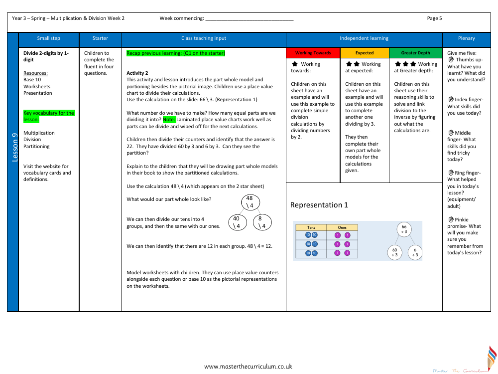 Multiplication and division - Divide two digits by one digit 2 - Planning