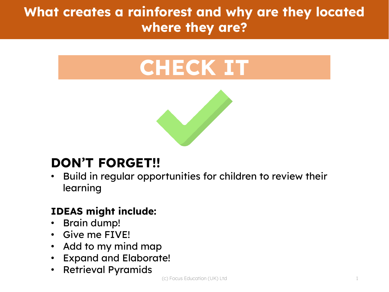 Check it! - Rainforests - 4th Grade