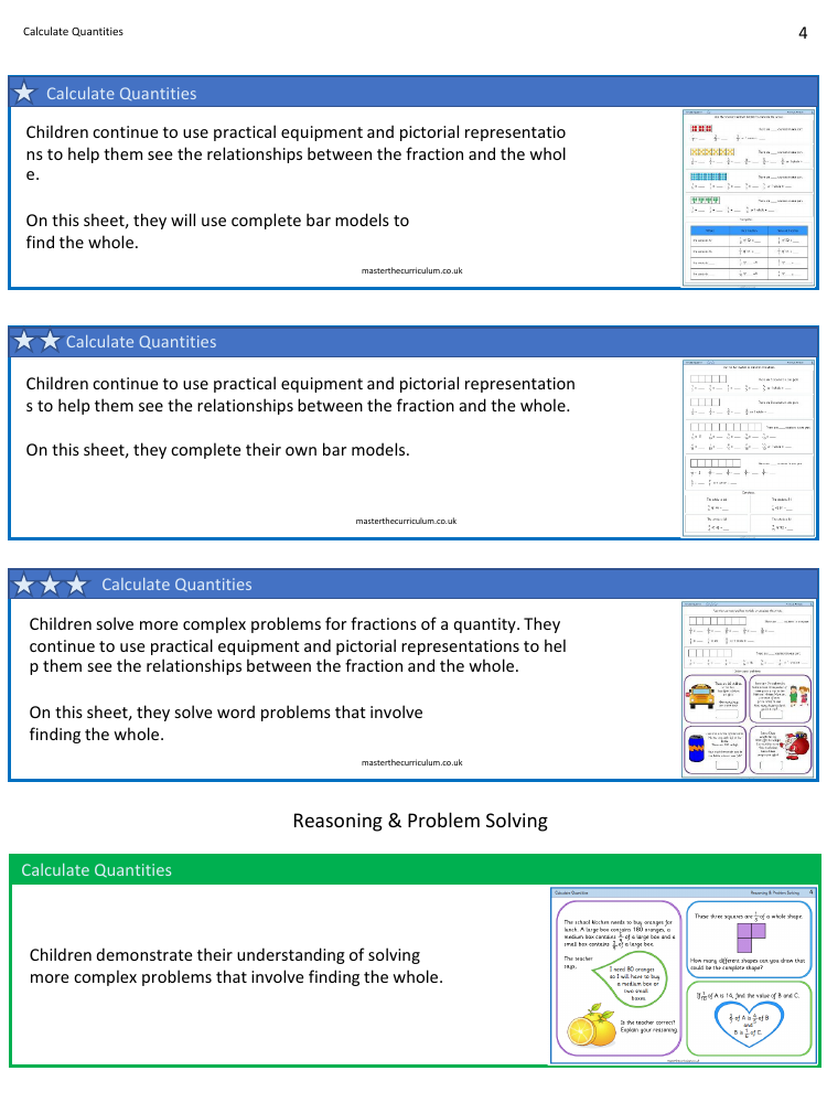 Fractions - Calculate quantities - Worksheet