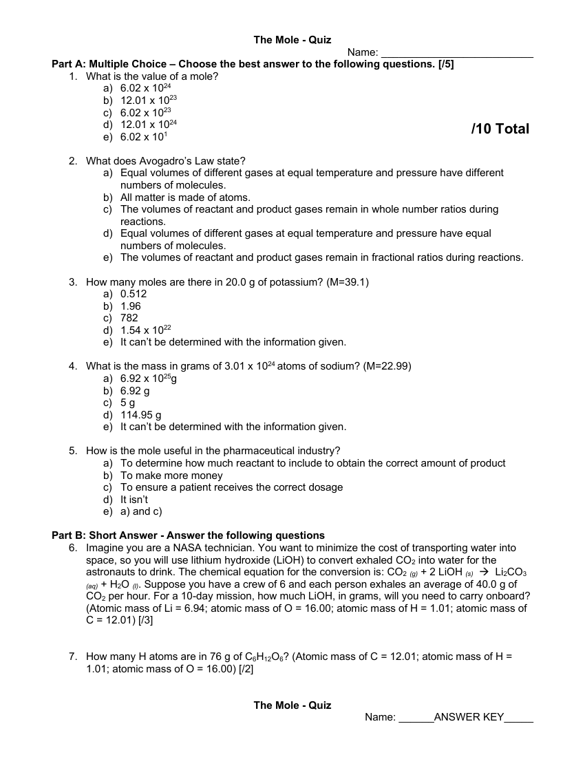 The Mole - Quiz