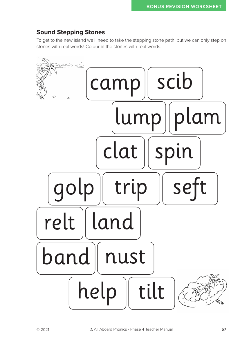 Week 3, lesson 5 Sound Stepping Stones real words activity - Phonics Phase 4 - Worksheet