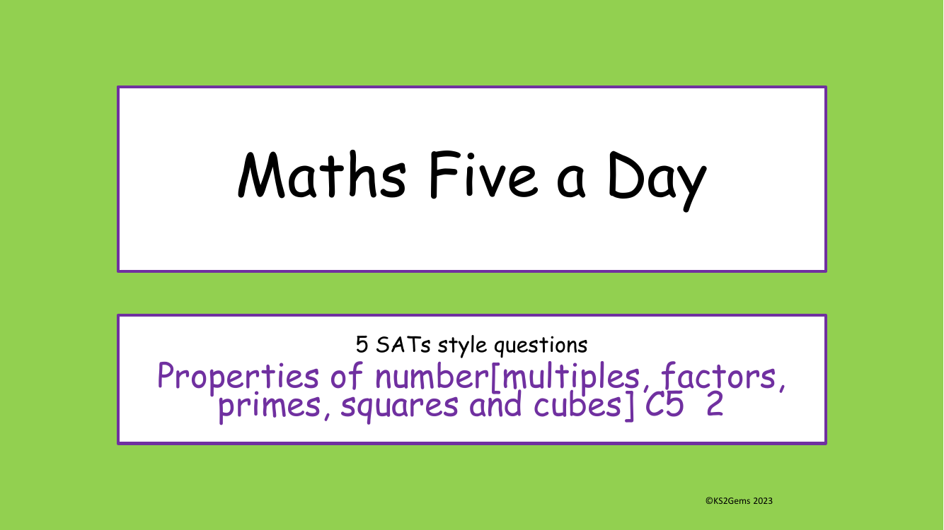 Five a Day - Calculations - Properties of number 2