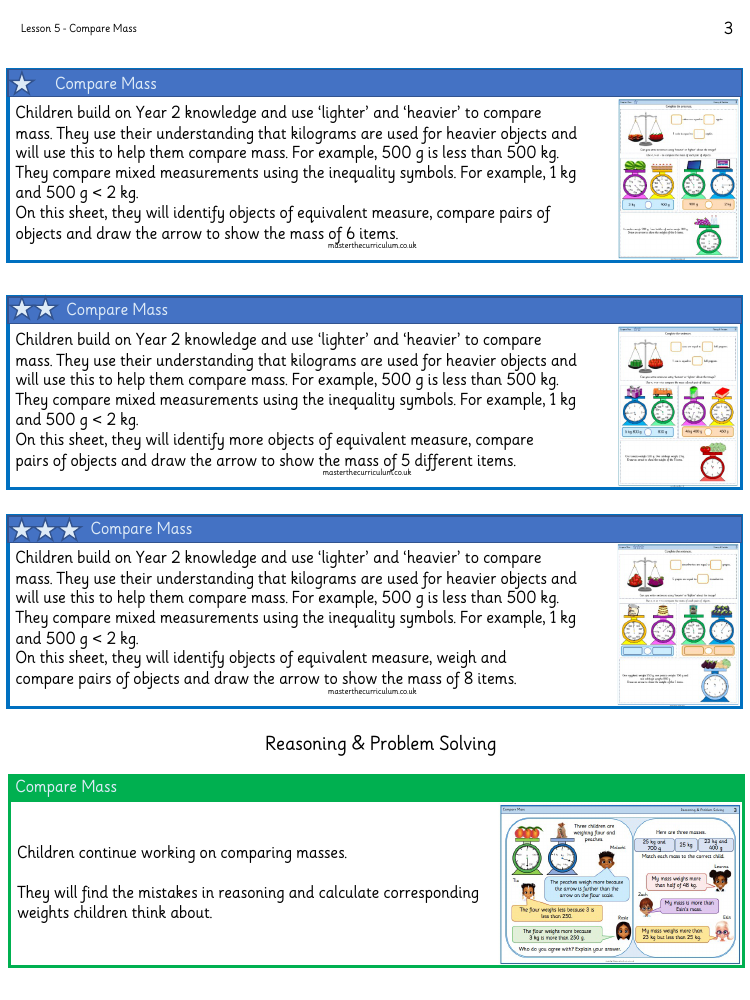 Mass and capacity - Compare mass 2 - Worksheet