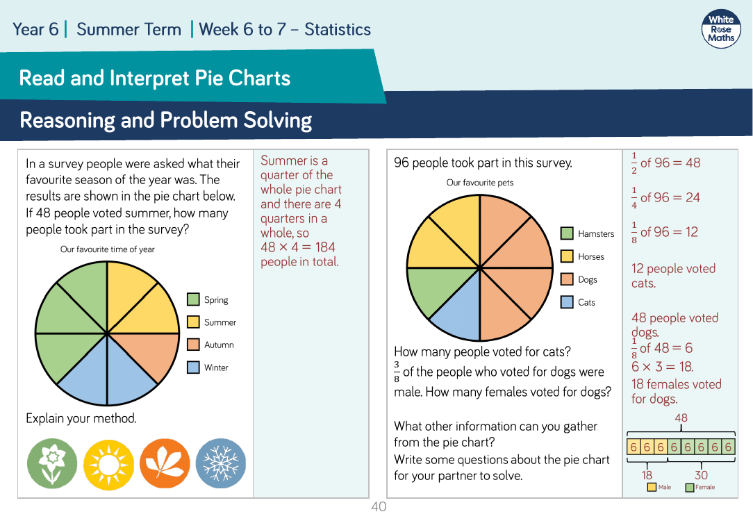 Read and Interpret Pie Charts: Reasoning and Problem Solving