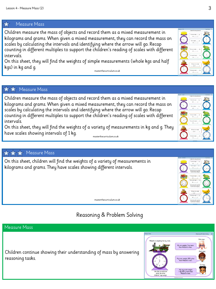 Mass and capacity - Measure mass 2 - Worksheet