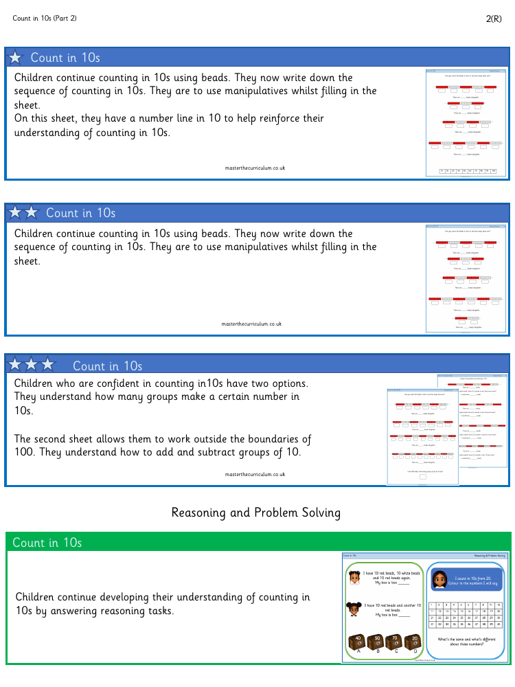 Place value - Counting in 10s 2 - Worksheet