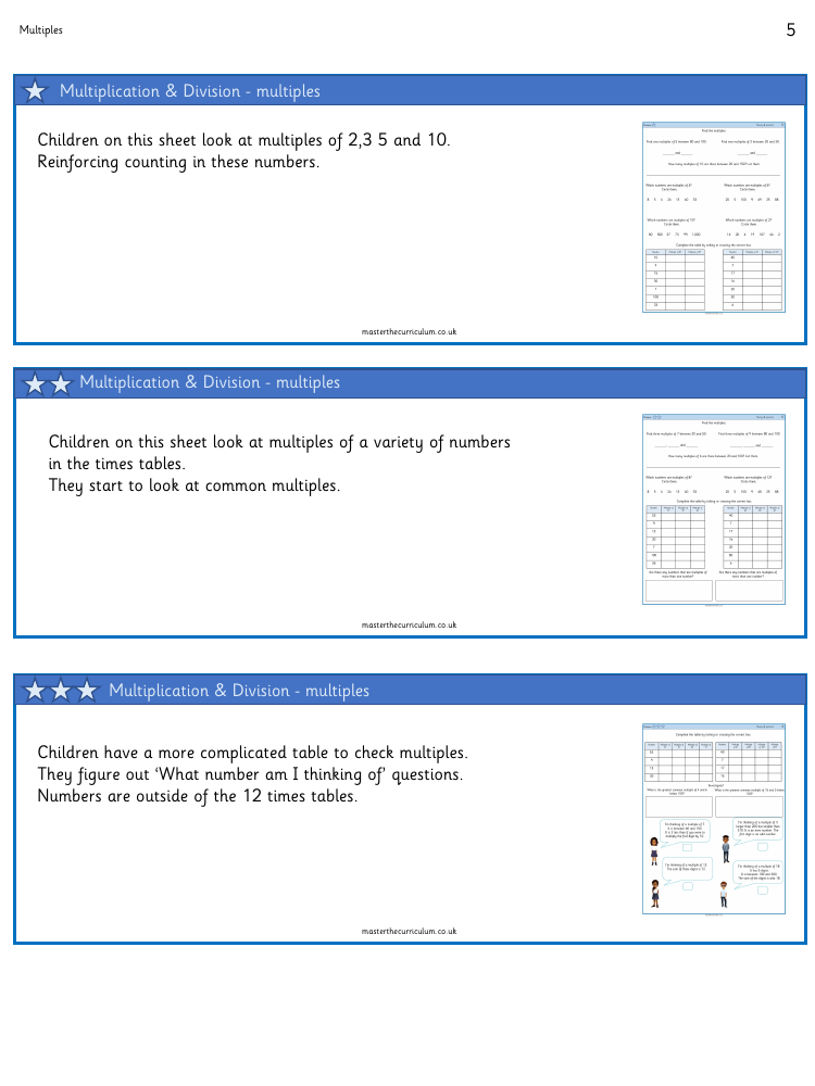 Multiplication and Division (1) - Multiples - Worksheet