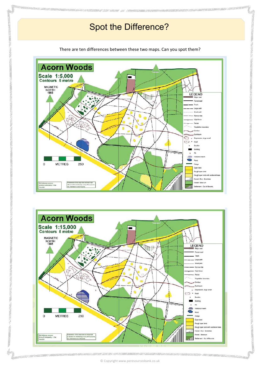 Spot the Difference Maps - Outdoor and Adventurous Activities