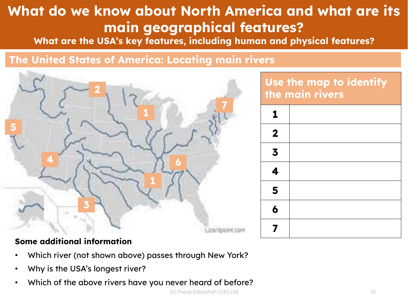 Locate on a map - Rivers of the USA