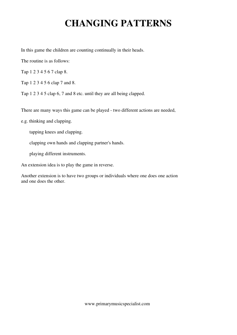 Rhythm and Pulse Year 3 Notations - Changing patterns