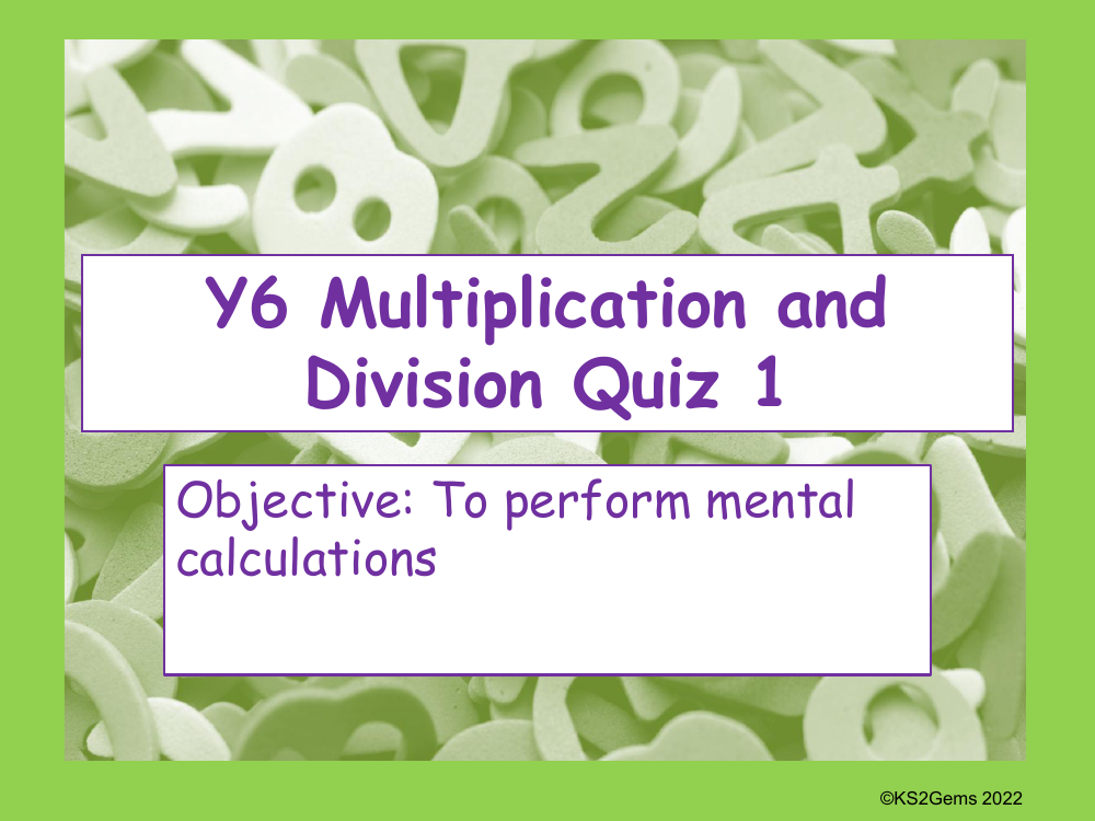 Mental multiplication Quiz