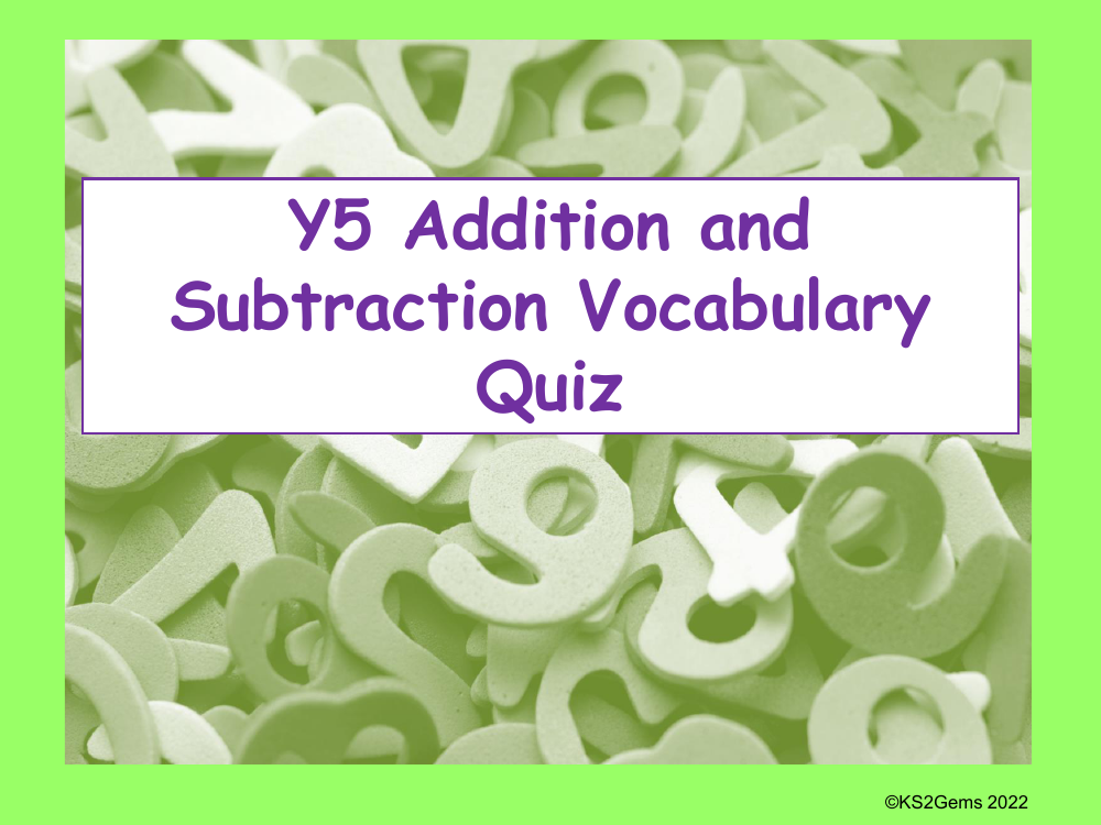 Vocabulary Quiz - Addition and Subtraction