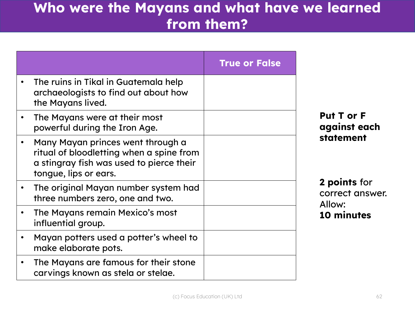 True or False - The Maya