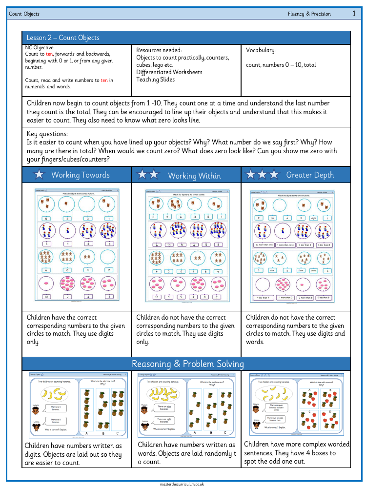 Place value within 10 - Counting to 10 - Worksheet