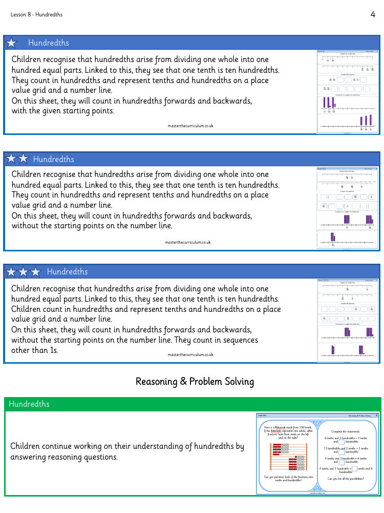 Decimals -  Recognizing Hundredths - Worksheet