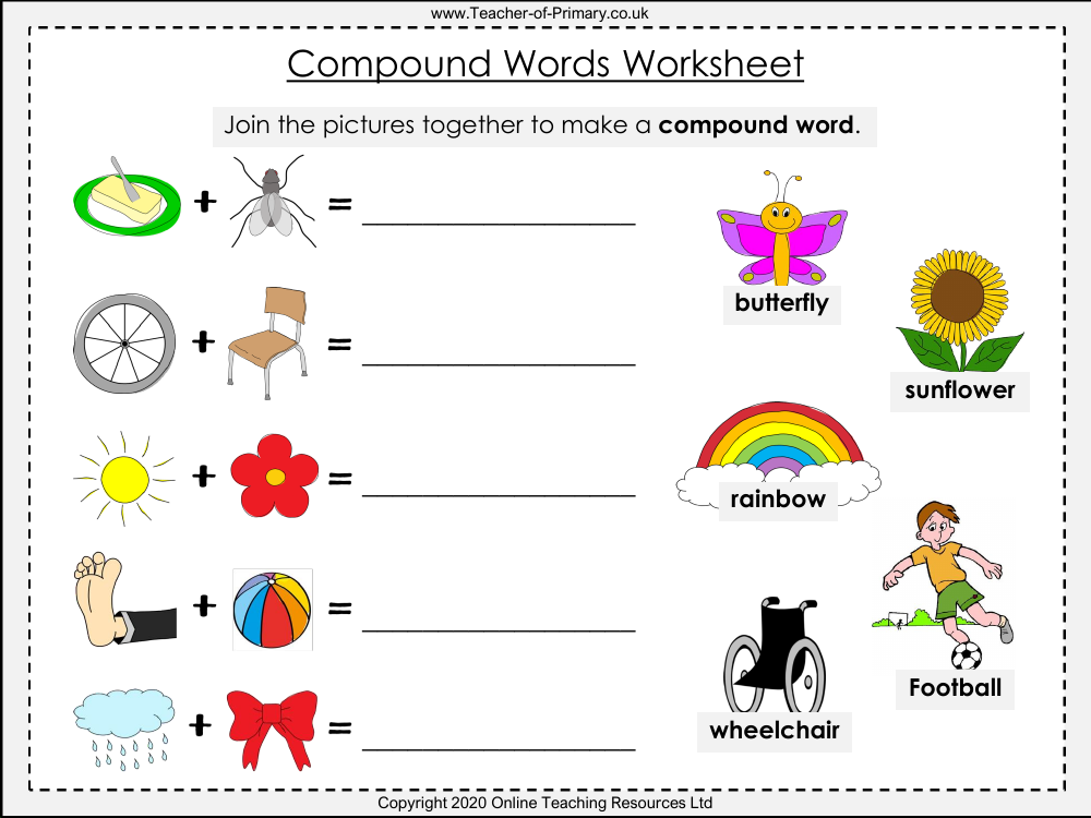 Compound Words Worksheet English Year 1