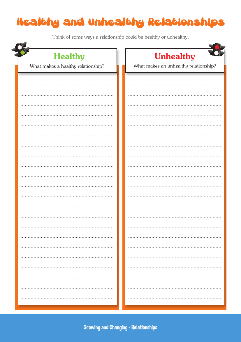 Relationships - Healthy And Unhealthy Relationship - Worksheet