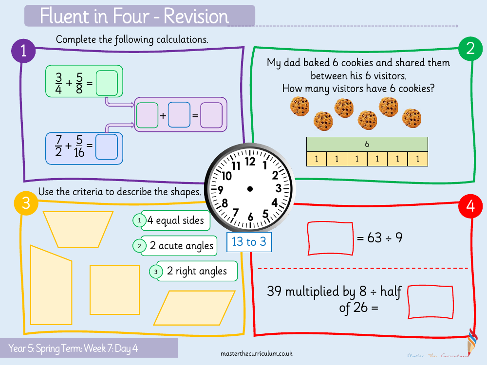 Fractions - Subtract Fractions - Starter