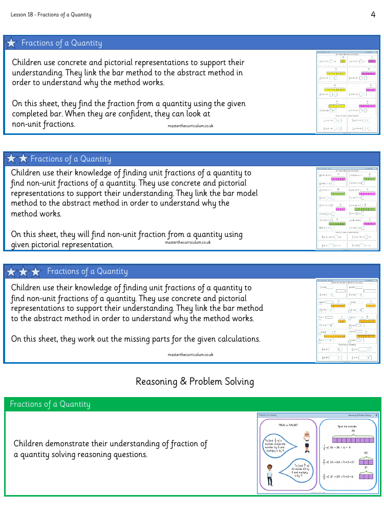 Fractions - Fractions of a quantity - Worksheet