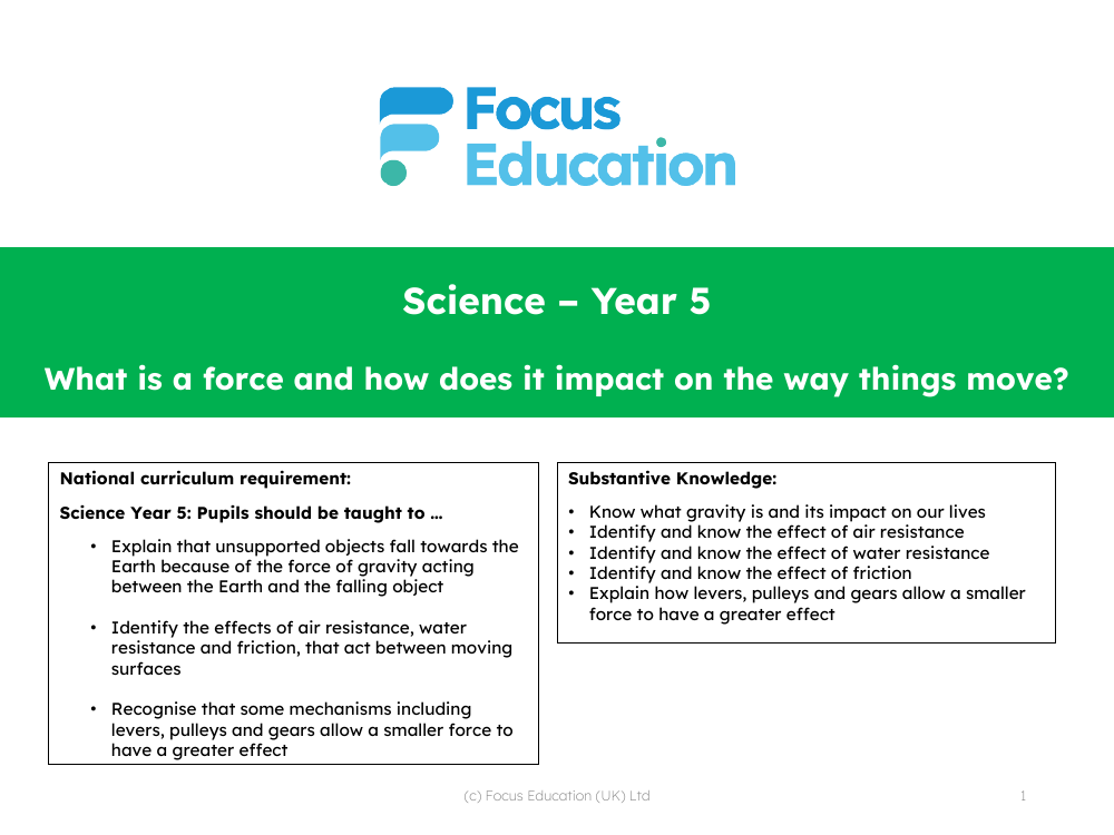 Long-term overview - Forces - 4th Grade