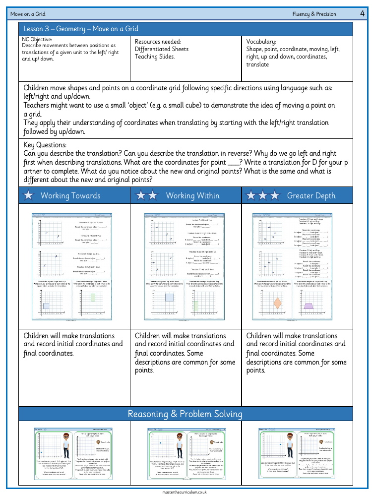 Position and Direction - Move on a Grid - Worksheet