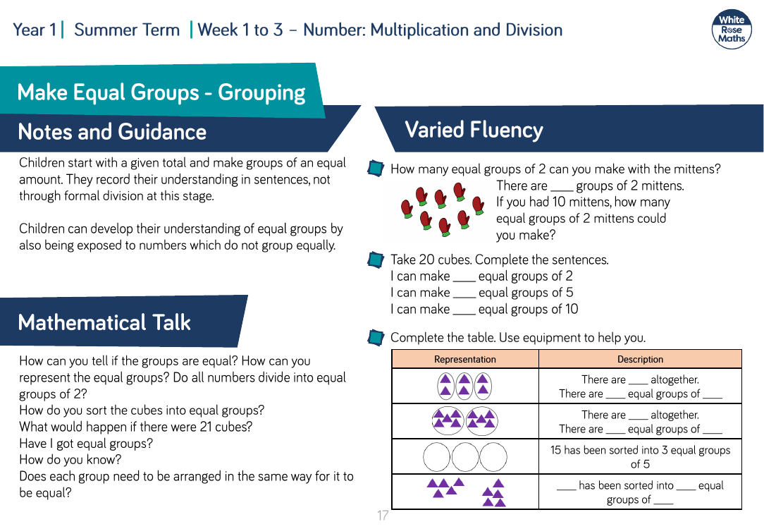 Make Equal Groups - Grouping: Varied Fluency