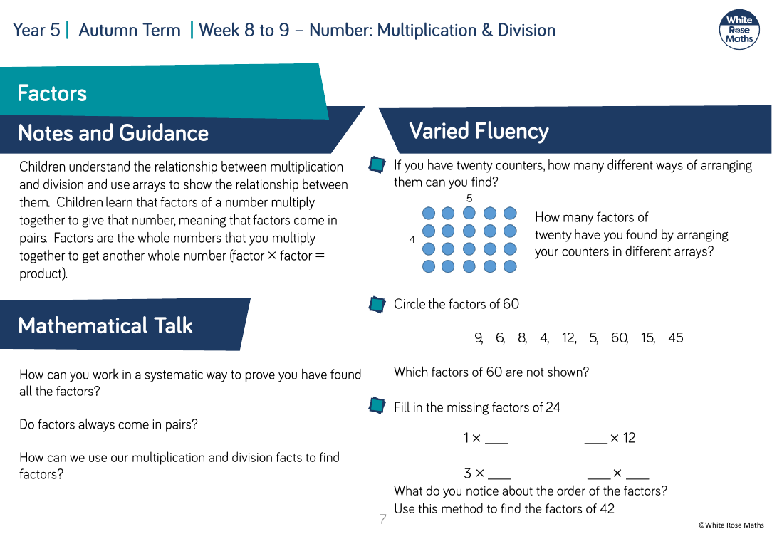 Factors: Varied Fluency