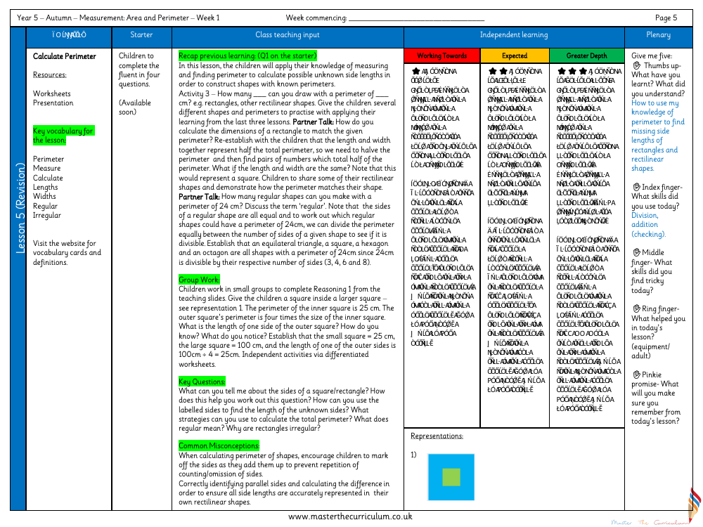 Perimeter and Area - Calculate Perimeter - Planning