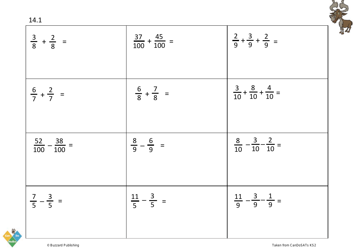 Add and subtract fractions with the same denominator, using mixed numbers where appropriate for the context[ F2]