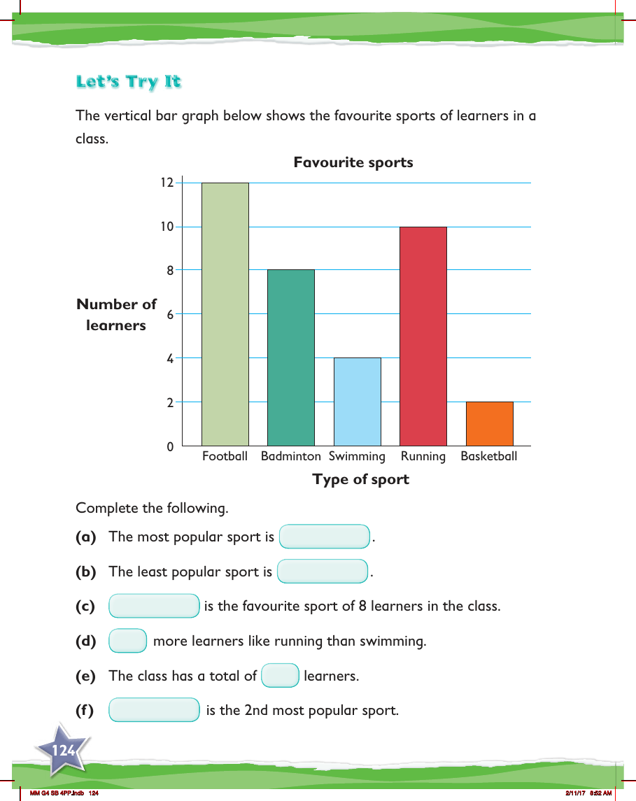 Max Maths, Year 4, Try it, Reading and making bar graphs