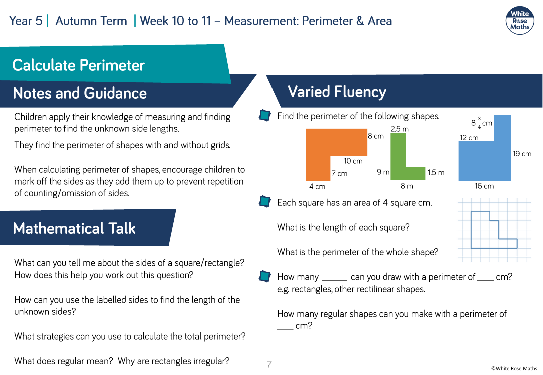 Calculate perimeter: Varied Fluency