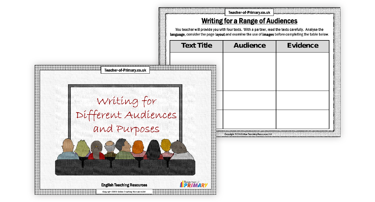 Writing for Different Audiences and Purposes - Worksheet | English 4th ...