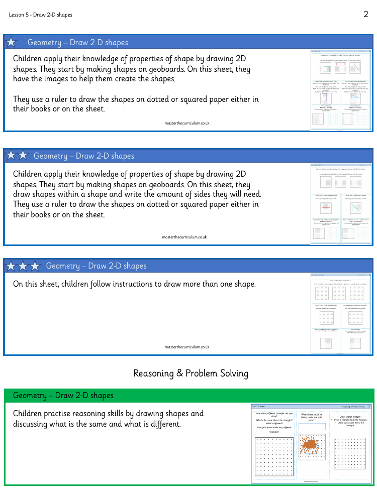 Properties of shape - Draw 2D shapes - Worksheet