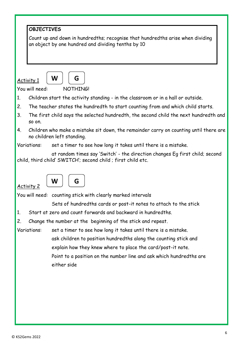 Hundredths worksheet