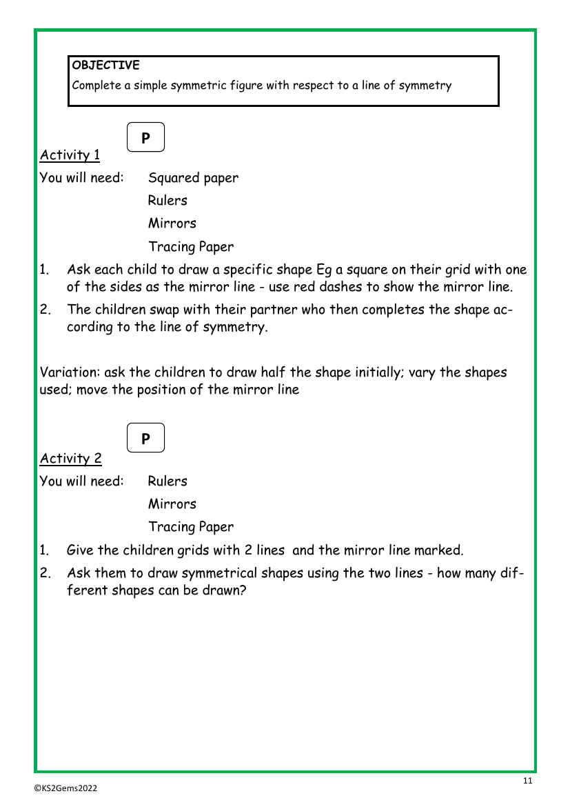 Completing figures using symmetry worksheet