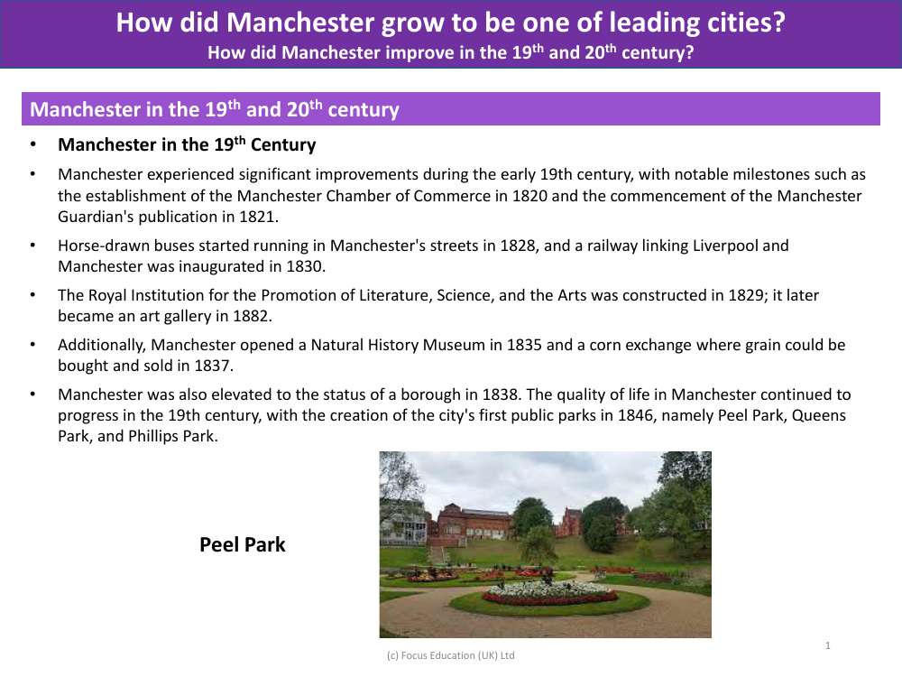 Manchester in the 19th and 20th centuries - Info pack