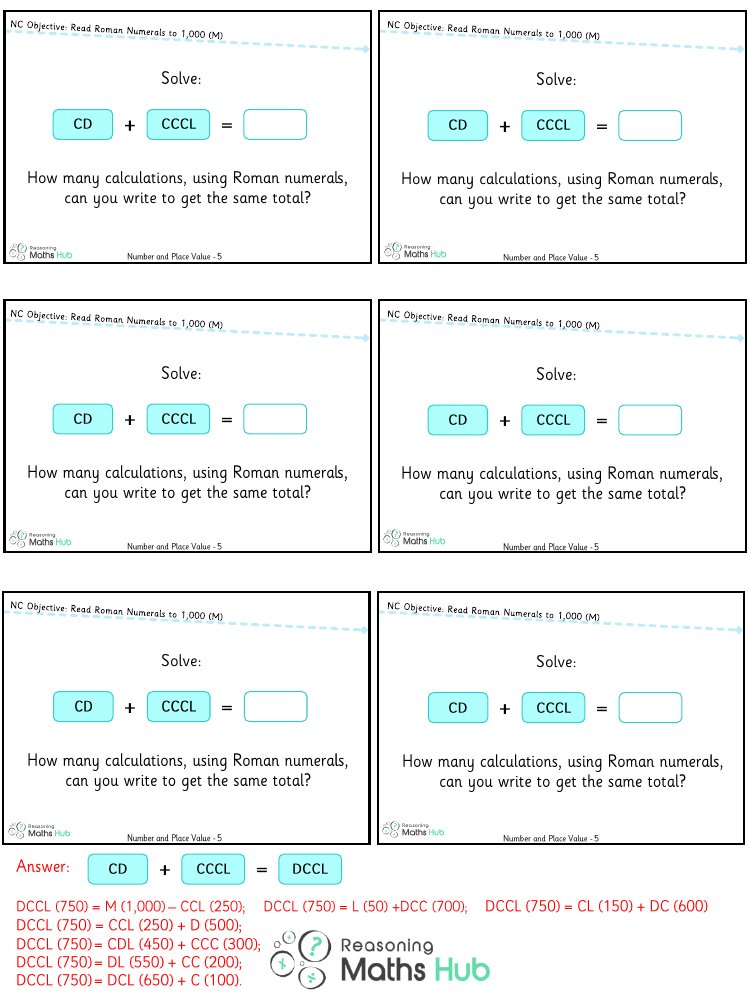 Read Roman numerals to 1,000 (M) 7 - Reasoning