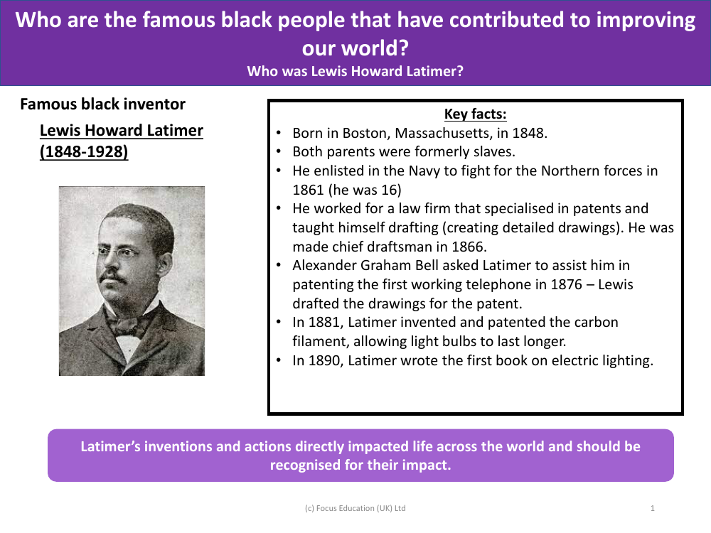 Lewis Howard Latimer - Key Facts - Year 2