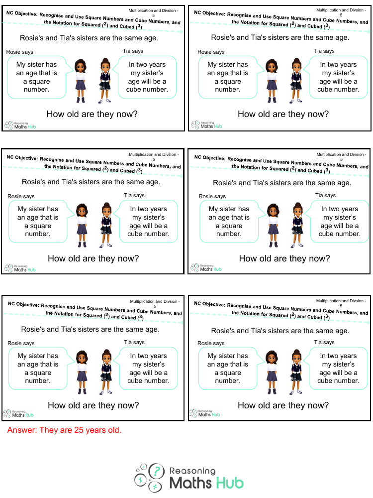 Recognise and use square numbers and cube numbers 5 - Reasoning