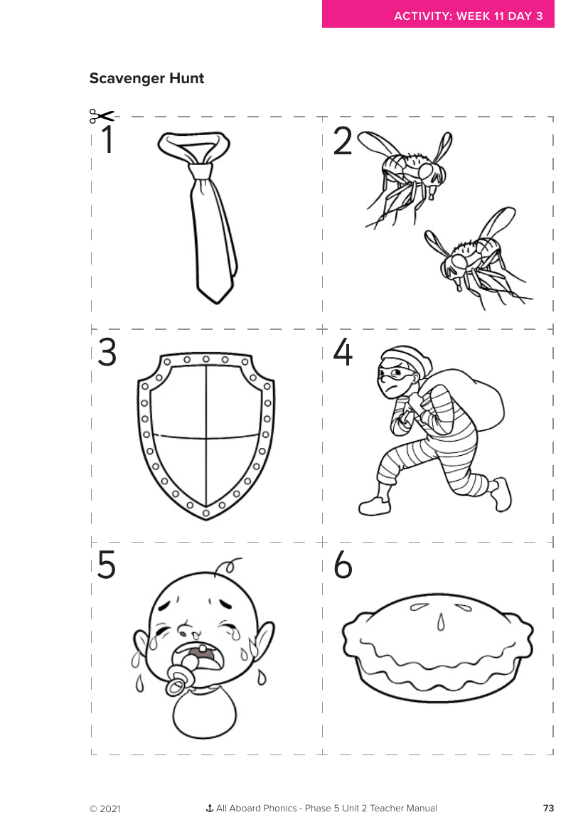 Week 11, lesson 3 "ie" Scavenger Hunt activity - Phonics Phase 5, unit 2 - Worksheet