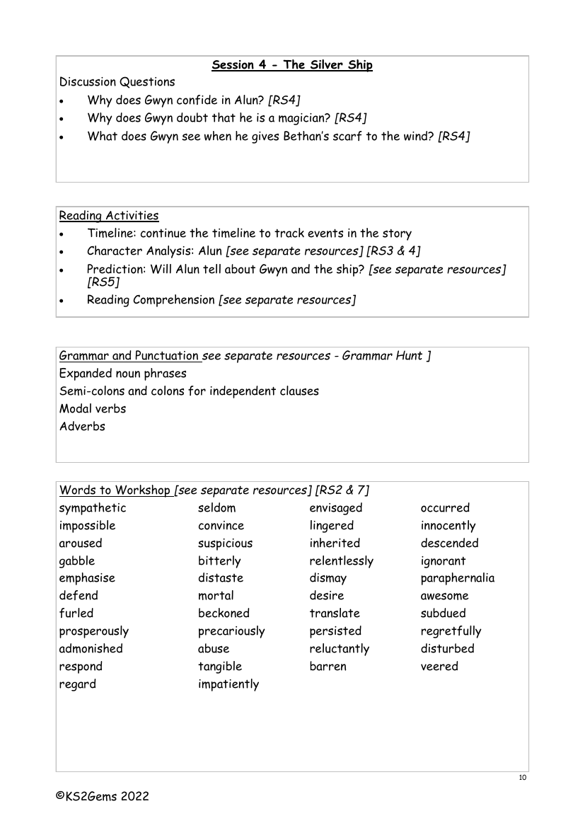 The Snow Spider - Session 4 - Worksheet