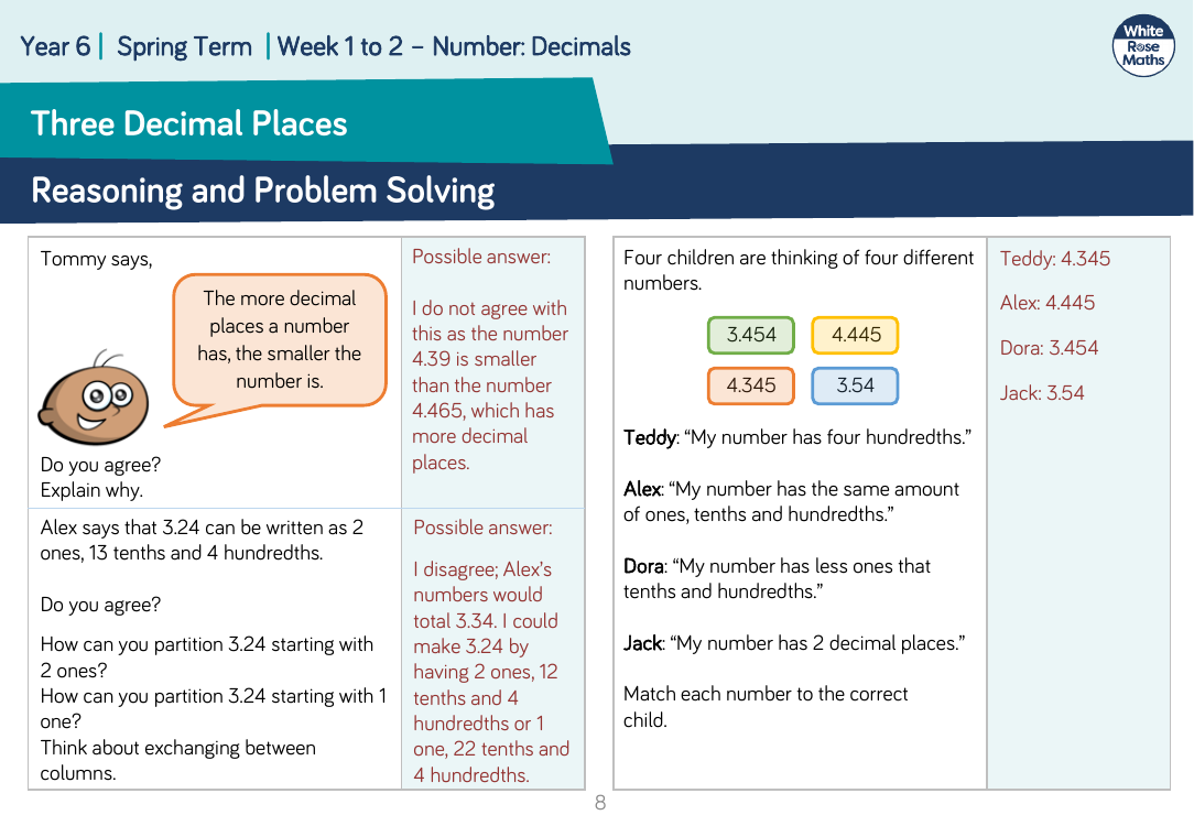 decimal reasoning and problem solving