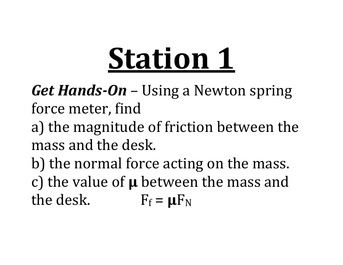 Newton's Three Laws of Motion - Lab Station Cards