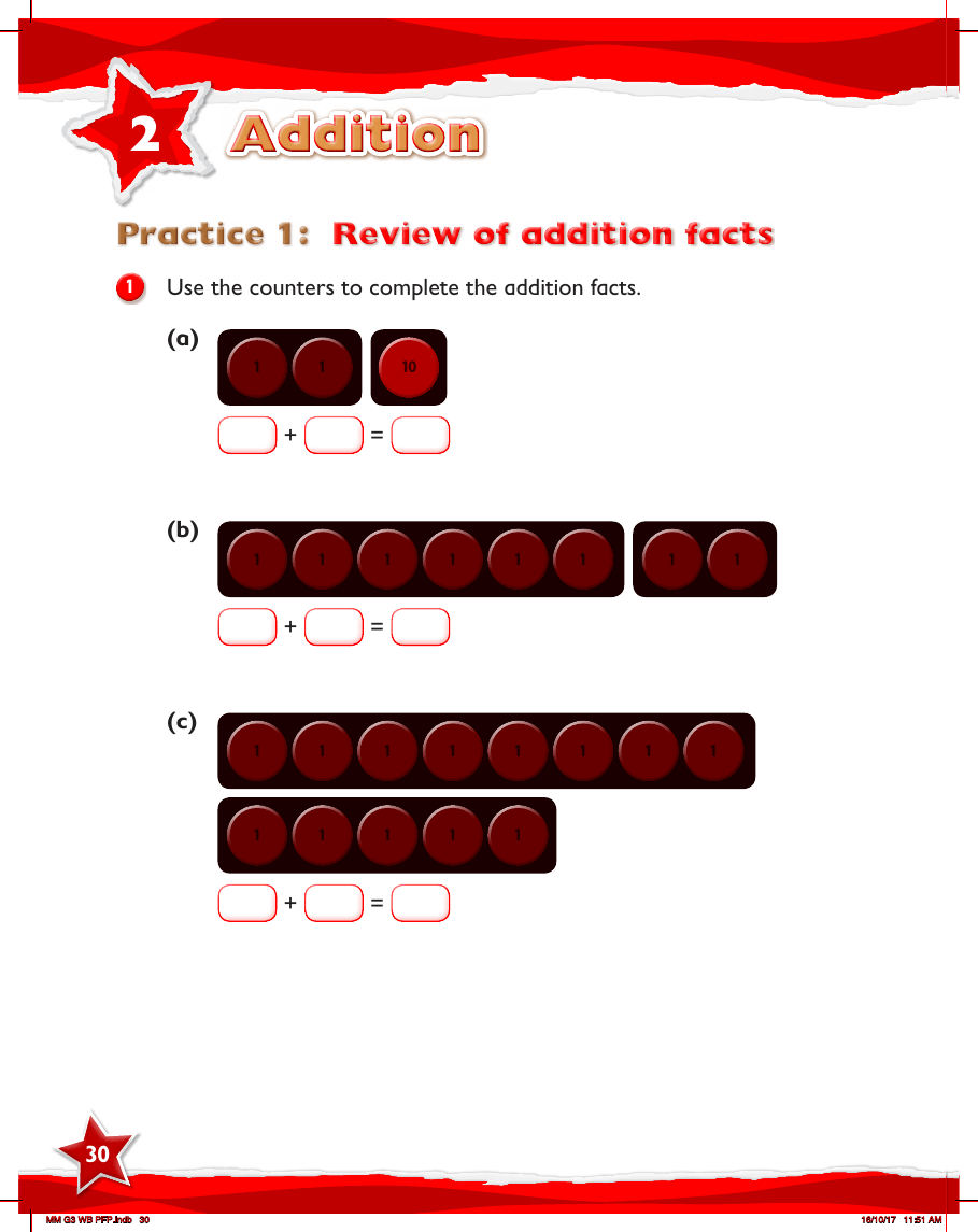 Max Maths, Year 3, Work Book, Review of addition facts