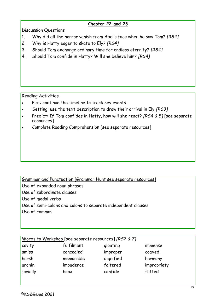 Tom's Midnight Garden - Chapter 22 and 23 - Worksheet