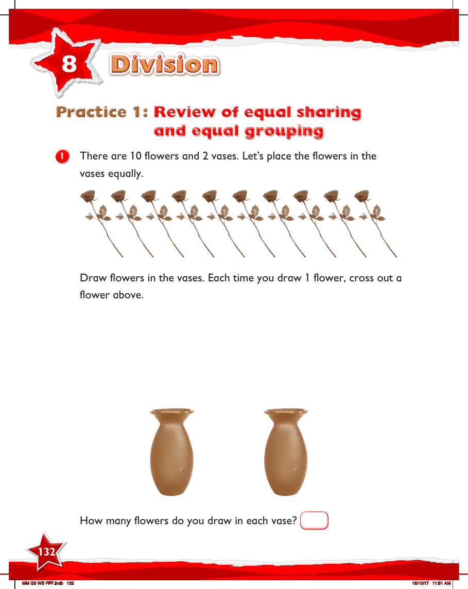 Max Maths, Year 3, Work Book, Review of equal sharing and equal grouping