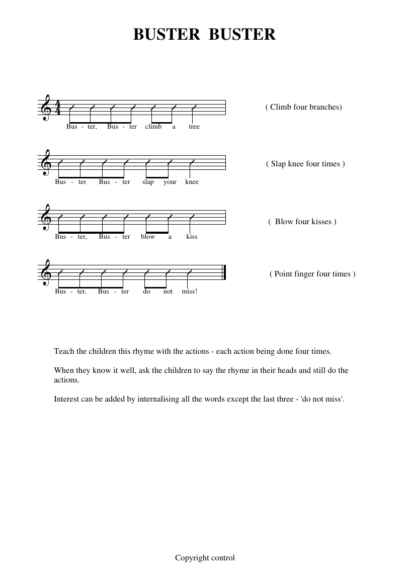 Rhythm and Pulse Reception Notations - Buster Buster