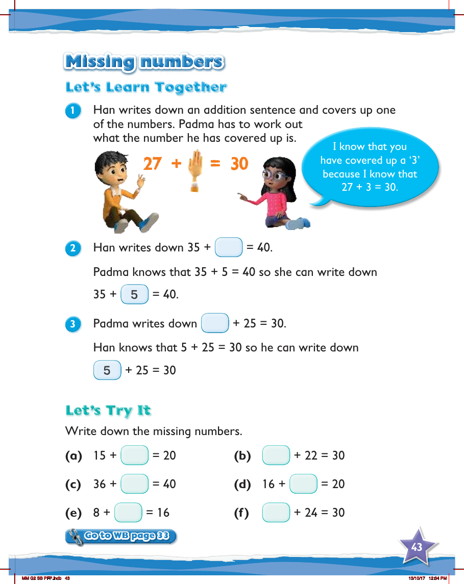 Max Maths, Year 2, Try it, Missing numbers