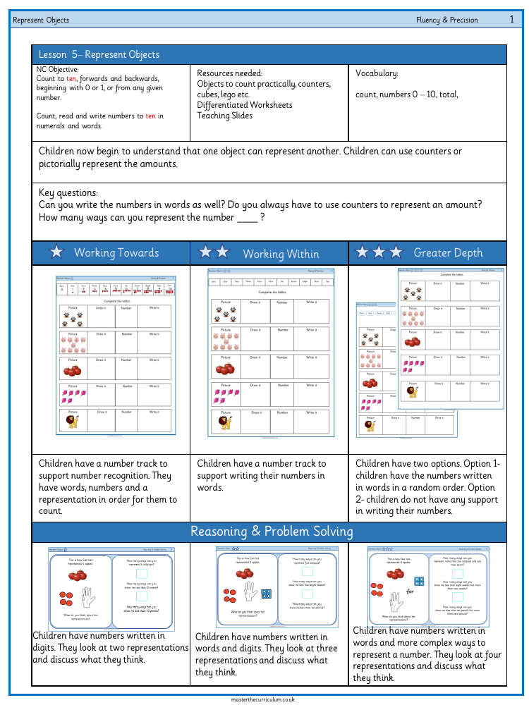 Place value within 10 - Representing objects 2 - Worksheet