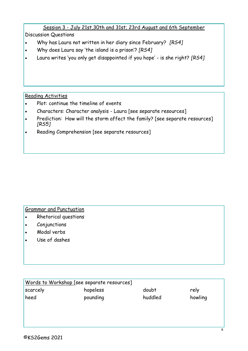 The Wreck of the Zanzibar - Session 3 - Worksheet